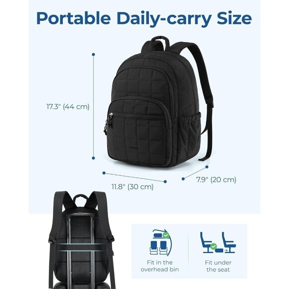 ?15.6 Inch Women Travel Backpack Quilted Casual Daypack Water-Resistant Bookbag main image 2